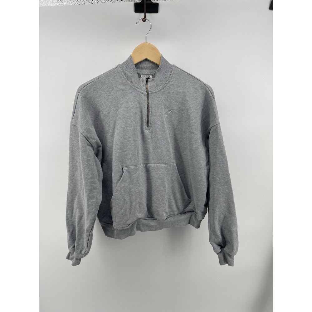 Gymshark Women Small Oversized 1/4 Zip Sweatshirt Gray‎ Cropped